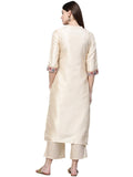 Ziyaa Women'S Art Silk Straight Kurta (Zikups2996-Xl_Beige_X-Large)