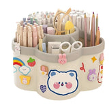EKVIRAM Rotating Desk Organizer Pen Holder with Multiple Compartments, 360 Degree Rotatable Stationery Storage Stand for Desk