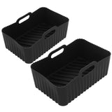 SOLUSTRE Silicone 2 pack Reusable Rectangular Air Fryer Inserts Nonstick Replaceable Basket Tray for Baking Heat Resistant 7.67