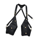 Ecomistiq Underarm Shoulder Bag Pu Leather Wallet Pocket For Running Parties Steampunk Black