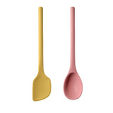 Silicone Cooking Spoon Spatula Set, High Heat Resistant Stiff Mixing Spoon, Extra Long Large Kitchen Utensil for Baking, Stirrin