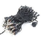 Novelty Lights 50 Feet 100 Bulbs Traditional Incandescent Mini Lights, Clear on Black Wire with 6 Spacing, Commercial Grade and