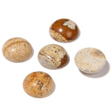20pcs 6mm Natural Stone No Hole Brown Picture Semicircle Smooth Cabochons Beads Healing Chakra Crystal Stone Bead for Jewelry Ma