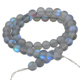 Matte Aurora Crystal Glass Beads Gemstone 8MM Grey Frosted Glitter Shining Mermaid Round Loose Beads Frosted Moonstone for Jewel
