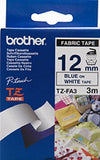 Brother PTouch TZFA3 TZ Industrial Series Fabric IronOn Tape, NavyonWhite, 1/2 x 9.8ft