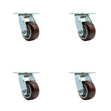 Polyurethane Swivel Top Plate Casters Set of 4 Heavy Duty with 4 Inch Wheels Includes 4 Swivel 2,400 lbs. Total Capacity S