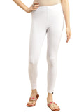 rangita Women Cotton White Solid Ankle Length Legging, S