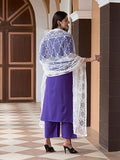 Anni Designer Women'S Cotton Blend Straight Embroidered Kurta With Palazzo & Dupatta (Ditto Begni_S_Blue_Small),Blue,S,Cotton Blend,Regular,
