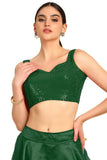 Soch Womens Green Sequinned Sweetheart Neck Georgette Padded Blouse
