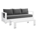 Modway Tahoe Outdoor Patio PowderCoated Aluminum 2Piece Set, White Charcoal