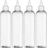 BRIGHTFROM Twist Top Applicator Bottles, Clear 8 OZ BPA-Free Plastic, Empty, Squeeze, Refillable - Open/Close Nozzle - Multi Pur