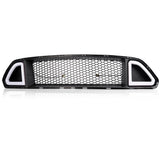 G-PLUS Front Upper Mesh Grille w/DRL LED Light Compatible with Ford Mustang 2015 2016 2017 Gloss Black