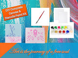 Complete Canvas Painting Kit Canvas Board (8 x 10) 2 nos, Colors 12 Shades with Brush, Design Stencil 2 nos