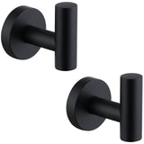APLusee Matte Black Round Coat Hook 2 Pack, 304 Stainless Steel Bathroom Towel Hook, Wall Mounted