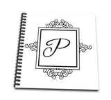 3dRose db_154339_1 Initial Letter P Personal Monogrammed Fancy Black and White Typography Personalized Drawing Book, 8 x 8