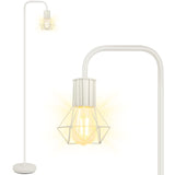 BoostArea White Floor Lamp, Industrial Floor Lamp, 6W Diamond Standing Lamp, E26 Socket, On/Off Footswitch, Whole Metal, Modern