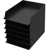 Wenqik Black Letter Trays Stackable, 6 Pcs Plastic Desk Organizer