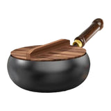 KRISHNPRIYA 28 cm Chinese Wok Pan | Deep Round Cooking Wok with Wooden Lid | Multipurpose Kitchen Pan for Noodles, Curry, Soup &