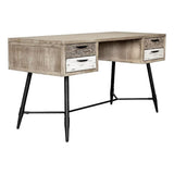 Armen Living Bridges 4 Drawer Desk Acacia Wood, 24 x 29 x 55, Two Tone Grey
