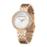 Giordano Analog Stylish Watch For Women With Crystal Bezel & Textured Dial And Stainless Steel Strap
