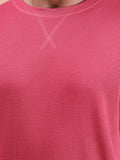 Colors Waffle Texture Full Sleeve T-Shirt For Men - 100% Cotton Ribbed Crew Neck Breathable Fabric Enhanced Texture Super Stretchable Label-Free Comfort Anti-Fungal Dye. Pack Of 1 Berry Pink,Berry PinkApparel,M