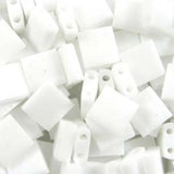 Opaque White Miyuki Tila Beads 7.2gm 2 Hole Seed Bead 5x5mm