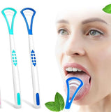 Rianz Reusable Tongue Scraper Oral Care Kits Plastic DualSided Tongue Brushes For Reducing Bad Breath, Includes Comfort Grip