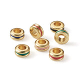 Fashewelry 50pcs 6mm Enamel Spacer Beads Real 18K Gold Plated Brass Disc Beads 5 Colors Flat Round Loose Beads for DIY Bracelet
