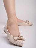 Shoetopia Pointed Toe Bow Detailed Cream Bellies For Women & Girls /Eu40,Cream,7,B0DDJK47X5