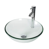 eclife 16.5 Bathroom Vessel Sink Modern Artistic Single Clear Round Tempered Glass Basin Countertop Bowl Sink for Lavatory Vanit