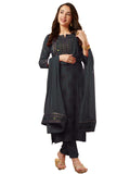 Anni Designer Women'S Cotton Blend Straight Printed Kurta With Pant & Dupatta (Nov Grey_L_Grey_Large),Grey,L