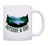 Sarcasm Mug Outside & Sht Camping Mug Funny Coffee Cup Nature Gifts Outdoorsman Gifts for Men Outdoorsy Coffee Mugs Gift Coffee