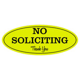 Oval No Soliciting Sign (Yellow/Black) Medium