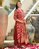 Fabnex Cotton Blend Kurta Set For Women | Women Kurta | Women Kurta Sets Kurtis | Women Kurta Pant Set | Women Kurta Pant Set Women Kurti Set With Pant (K-49-50,Xl, Red)