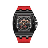 Giordano Sqaure Analog Casual Sporty Watch For Men - Mechanical-Inspired Dial, Date Display, Quartz Movement And Comfortable Sil
