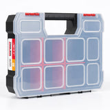 Jpt Small Ultra Heavy Duty Tool Organizer Box | Plastic Storage Case With Transparent Lid, 10 Compartments & 6 Removable Divider