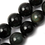 GEM-Inside Natural 18mm Black Obsidian Gemstone Loose Beads Round Energy Power Beads for Jewelry Making 15