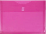 JAM PAPER Plastic Expansion Envelopes with Hook & Loop Closure - Letter Booklet - 9 3/4 x 13 with 1 Inch Expansion - Fuchsia Pin