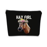BARPERY Horse Gifts Horsehoes Paw Farm Girl Makeup Bag,Inspirational Gifts Never Walk Alone Cosmetic Bag,Birthday Christmas Make