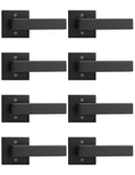 Tinewa 8 Pack Dummy Door Handles for Left Hand and Right Hand, Square Black Door Konbs for Closets, Non-Turning Single Side Pull
