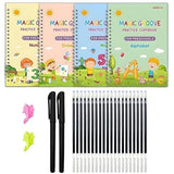 Sank Magic Practice Copybook (4 BOOKS+10 REFILL+1Pen+1Grip) Number Tracing Book for Preschoolers with Pen, Magic Calligraphy Cop