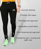 LookMark Men's Slim Fit Solid Lycra Blend Full Elastic Sport Wear Running Gym Stretchable Jogger Track Pant in Black Color(Track 04 Black-S),Black