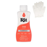 Rit Dye - Liquid Fabric Dye for Crafting, Clothing, and D cor - 8 oz. Bottle - Coral (Gloves Included)