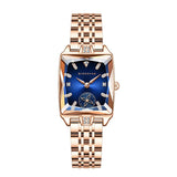 Giordano Analog Watch For Women - Rectangular Dial, Crystal Hour Markers And Rose Gold Stainless Steel Strap
