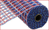 Poly Burlap Check Deco Mesh, 10 x 10 Yards (Red, White, Blue)