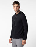 FYLTR Men's Casual Hoodie T-Shirt - Contrast Drawstring | Metal Button Accents | Casual Winterwear for Men,Every Ebony
