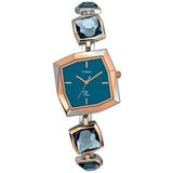 Timex Fria Analog Watch For Women With Blue Square Dial & Two Tone Brass Bracelet Band Water Resistant Women'S Wrist Watches - T
