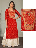 Gosriki Women'S Red Color Rayon Straight Kurti Plazzo Dupatta Set (Molly Red_Xl),Red,,B08KDZML26