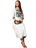 Anni Designer Women'S Cotton Blend Straight Embroidered Kurta With Pant (Dotd-White-Nk_M_White_Medium),White,M