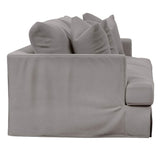Sunset Trading Newport Slipcovered Recessed Fin Arm 94 Sofa | Stain Resistant Performance Fabric | 4 Throw Pillows | Gray